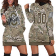 Ohio State Buckeyes Camouflage Veteran Personalized Hoodie Dress Sweater Dress Sweatshirt Dress - 1