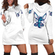 Charlotte Hornets Basketball Classic Mascot Logo Gift For Hornets Fans White Hoodie Dress Sweater Dress Sweatshirt Dress - 1