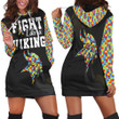 Fight Like A Minnesota Vikings Autism Support Hoodie Dress Sweater Dress Sweatshirt Dress - 1
