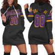 Personalized Los Angeles Lakers Any Name 2020-21 Earned Edition Black Jersey Inspired Style Hoodie Dress Sweater Dress Sweatshirt Dress - 1
