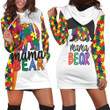 Mama Bear Autism Support Hoodie Dress Sweater Dress Sweatshirt Dress - 1