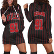 Chicago Bulls Dennis Rodman 91 Nba Great Player Throwback Black Jersey Style Gift For Bulls Fans 1 Hoodie Dress Sweater Dress Sweatshirt Dress - 1