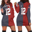 New England Patriots Tom Bradynavy Red Two Tone Jersey Inspired Hoodie Dress Sweater Dress Sweatshirt Dress - 1