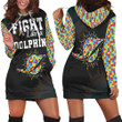 Fight Like A Dolphins Autism Support Hoodie Dress Sweater Dress Sweatshirt Dress - 1