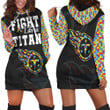 Fight Like A Tennessee Titans Autism Support Hoodie Dress Sweater Dress Sweatshirt Dress - 1