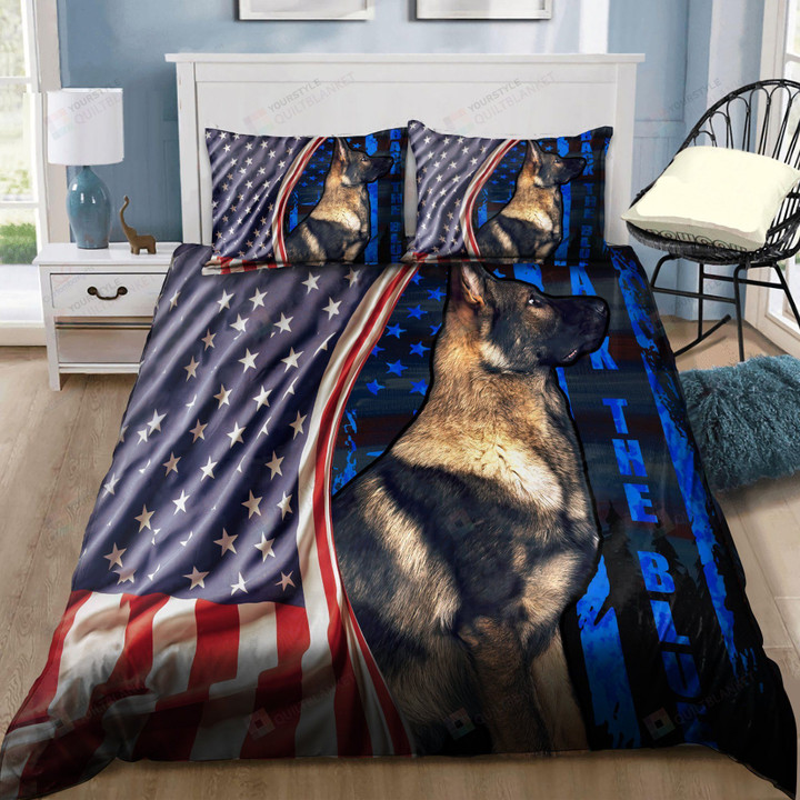 Rottweiler Dog And American Flag Back The Blue Bedding Set  Bed Sheets Spread Comforter Duvet Cover Bedding Sets