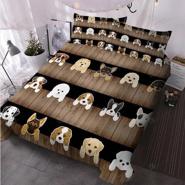 Dogs Cotton Bed Sheets Spread Comforter Duvet Cover Bedding Sets