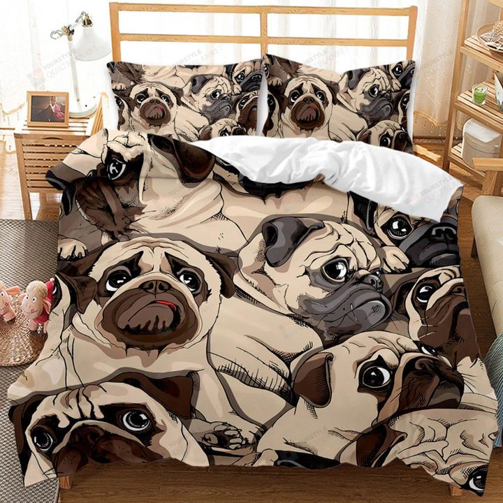Cute Pug Dog Full Bedding Set Bed Sheets Spread Comforter Duvet Cover Bedding Sets