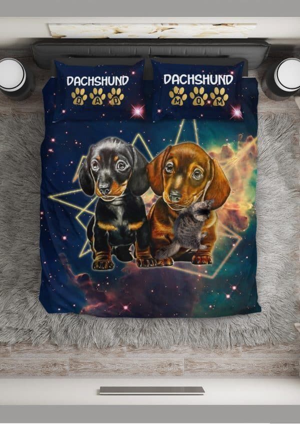 Dachshund Dog  Dad And Mom Bedding Set Cotton Bed Sheets Spread Comforter Duvet Cover Bedding Sets