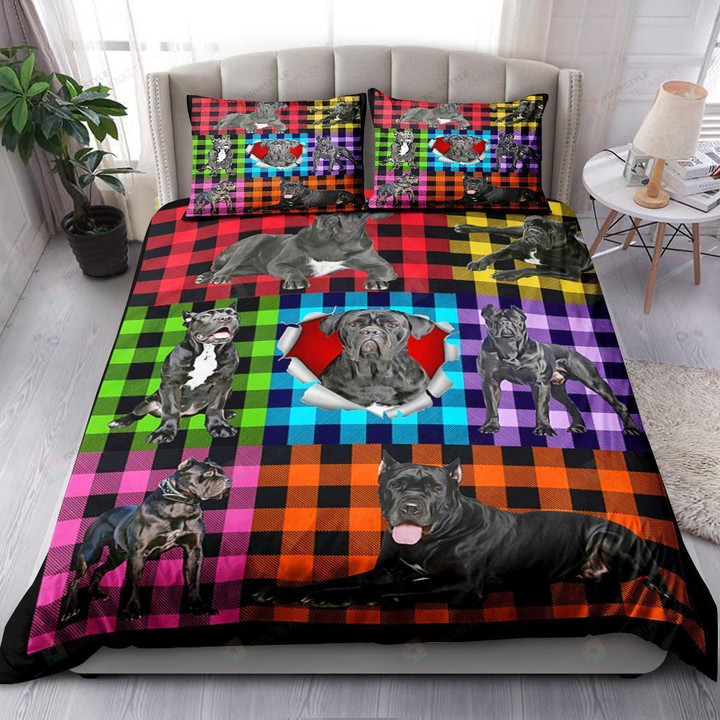 Cane Corso Dog Plaid Bedding Set Bed Sheets Spread Comforter Duvet Cover Bedding Sets