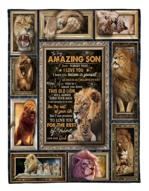 To My Son Love You Amazing Son Fleece Blanket Animals Gift For FamilyDaughter,Son,Lion Lovers Gift Fleece Blanket