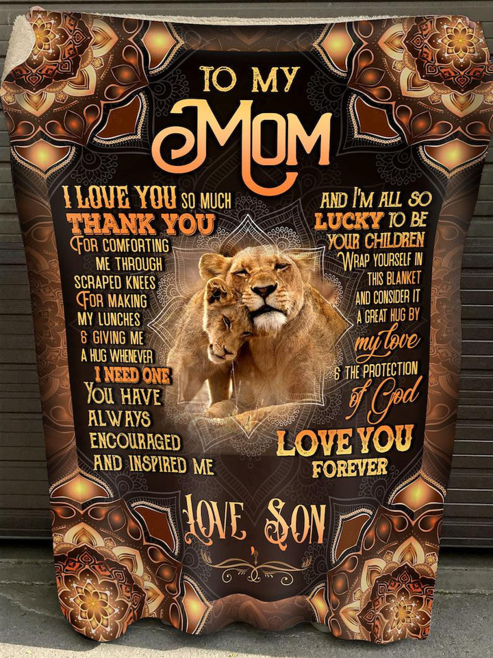 To My Mom I Am All So Lucky To be Your Children Fleece Blanket Animals Gift For Father,Lion Lovers Gift Fleece Blanket
