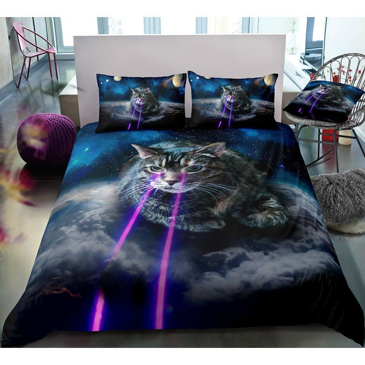 Space Cat Bedding Set Bed Sheets Spread Comforter Duvet Cover Bedding Sets