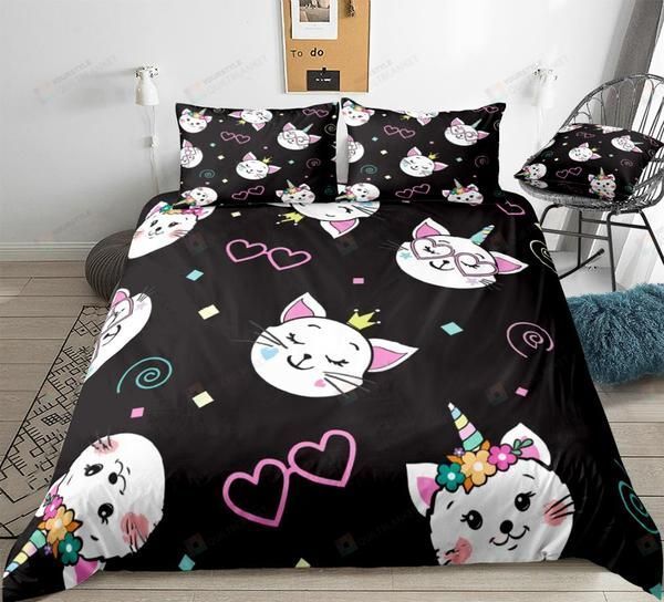 Caticorn Cotton Bed Sheets Spread Comforter Duvet Cover Bedding Sets