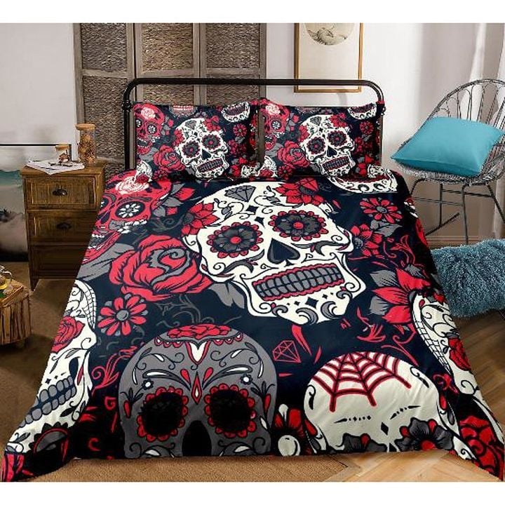 Skull Pattern Bedding Set Bed Sheets Spread Comforter Duvet Cover Bedding Sets