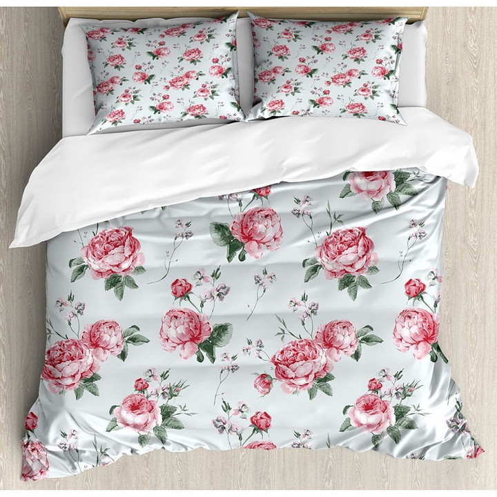 Flower Pattern Bedding Set Cotton Bed Sheets Spread Comforter Duvet Cover Bedding Sets