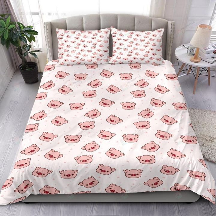 Cute Pig Head Pattern Bedding Set Bed Sheet Spread Comforter Duvet Cover Bedding Sets