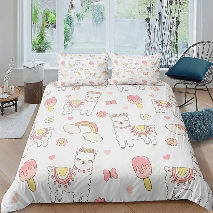 Alpaca Pattern Print  Bedding Set Bed Sheets Spread Comforter Duvet Cover Bedding Sets