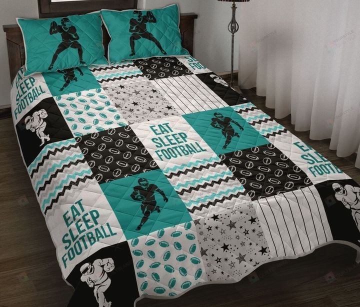 Football Shape Pattern Quilt Bedding Set