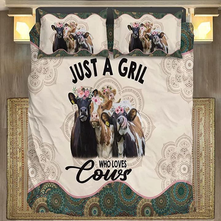 Cow And Mandala Pattern Just A Girl Who Loves Cows Bedding Set Bed Sheets Spread Comforter Duvet Cover Bedding Sets