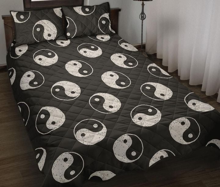 Yin Yang Black Pattern Print Bedding Sets Quilt Quilt Bed