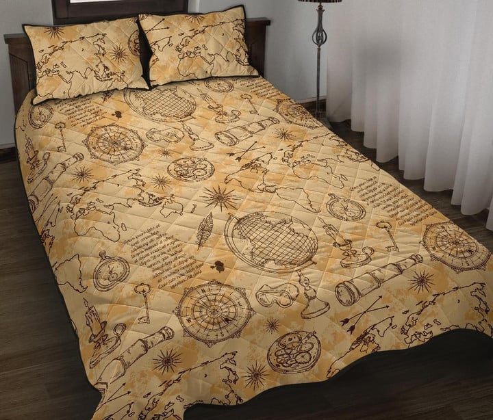 Pattern Print World Map Bedding Sets Quilt Quilt Bed Sets