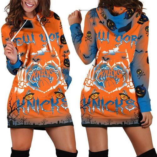 New York Knicks Hoodie Dress Sweater Dress Sweatshirt Dress 3d All Over Print For Women For Halloween Hoodie 14894 - 1