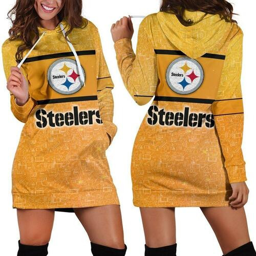 Pittsburgh Steelers Hoodie Dress Sweater Dress Sweatshirt Dress 3d All Over Print For Women Hoodie 15583 - 1