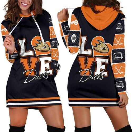 Anaheim Ducks Hoodie Dress Sweater Dress Sweatshirt Dress 3d All Over Print For Women Hoodie 15980 - 1