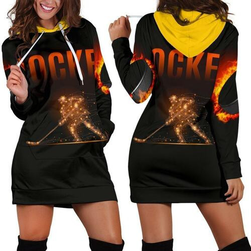 Love Hockey Womens Hoodie Dress Sweater Dress Sweatshirt Dress 3d All Over Print For Women Hoodie 15186 - 1