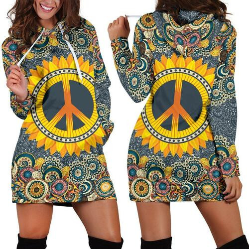 Peace Mandala Hoodie Dress Sweater Dress Sweatshirt Dress 3d All Over Print For Women Hoodie 15002 - 1