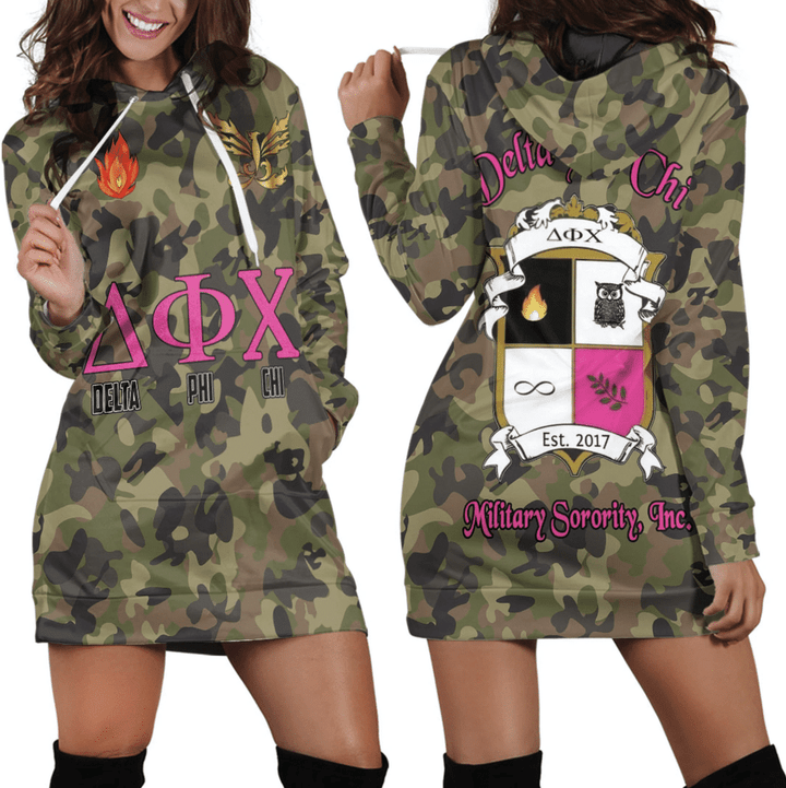 Africa Zone Dress - Delta Phi Chi Camo Hoodie Dress A31 - 1