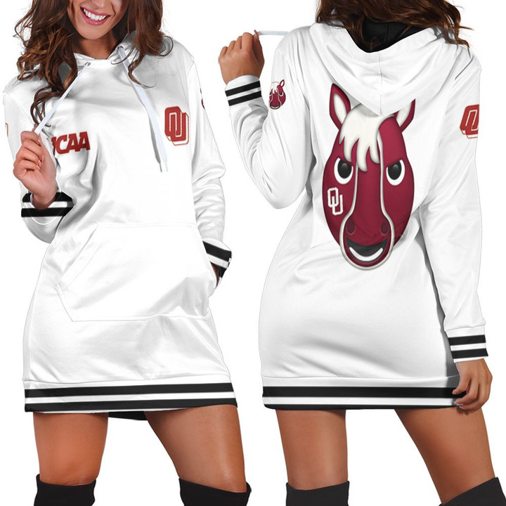 Oklahoma Sooners Ncaa Classic White With Mascot Logo Gift For Oklahoma Sooners Fans Hoodie Dress Sweater Dress Sweatshirt Dress - 1