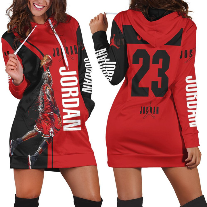 Michael Jordan 23 Chicago Bull Jump Shot Logo Hoodie Dress Sweater Dress Sweatshirt Dress - 1