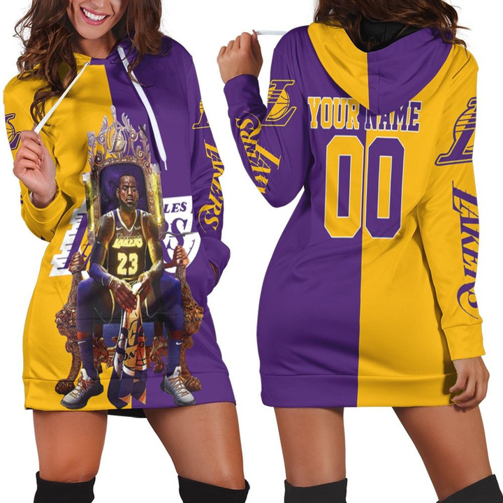 Lebron James On Throne Los Angles Lakers Legend 3d Personalized Hoodie Dress Sweater Dress Sweatshirt Dress - 1