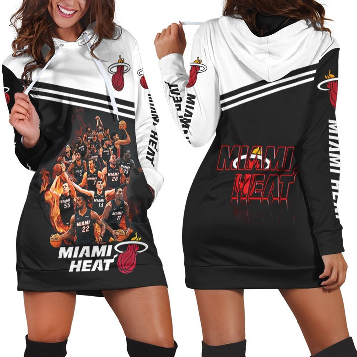 Miami Heat Legends On Flame Logo For Fan Hoodie Dress Sweater Dress Sweatshirt Dress - 1