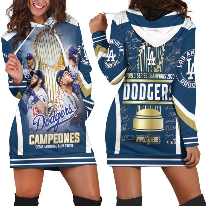 Los Angeles Dodgers Campeones Serie Mundial Mlb 2020 Hoodie Dress Sweater Dress Sweatshirt Dress - 1