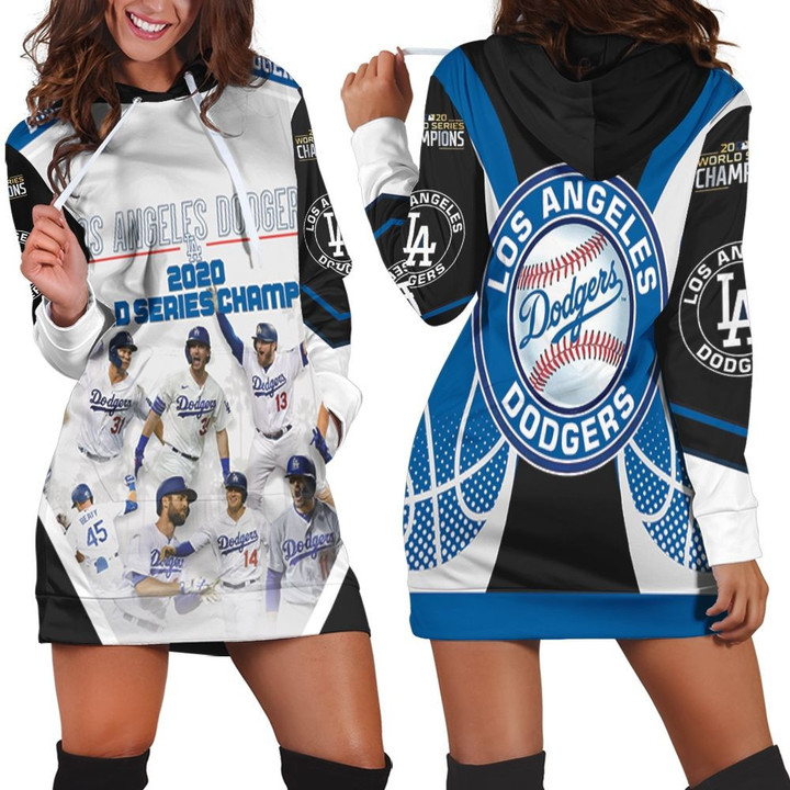 Los Angeles Dodgers 2020 World Series Champions Hoodie Dress Sweater Dress Sweatshirt Dress - 1