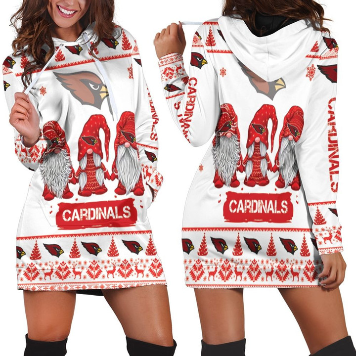 Christmas Gnomes Arizona Cardinals Ugly Sweatshirt Christmas 3d Hoodie Dress Sweater Dress Sweatshirt Dress - 1