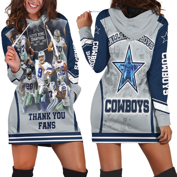 Nfc East Division Champions Dallas Cowboy Super Bowl 2021 Thank You Fans Hoodie Dress Sweater Dress Sweatshirt Dress - 1