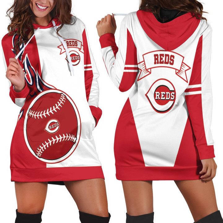 Cincinnati Reds 3d Hoodie Dress Sweater Dress Sweatshirt Dress - 1