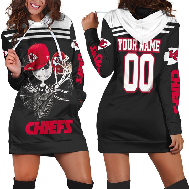 Jack Skellington Keeps Kansas City Chiefs Nfl Fan 3d Personalized Hoodie Dress Sweater Dress Sweatshirt Dress - 1