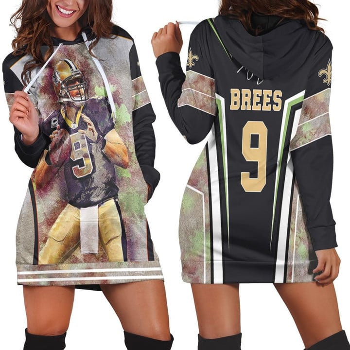 New Orleans Saints Drew Bees Legend Qustyleerback 3d Personalized Hoodie Dress Sweater Dress Sweatshirt Dress - 1