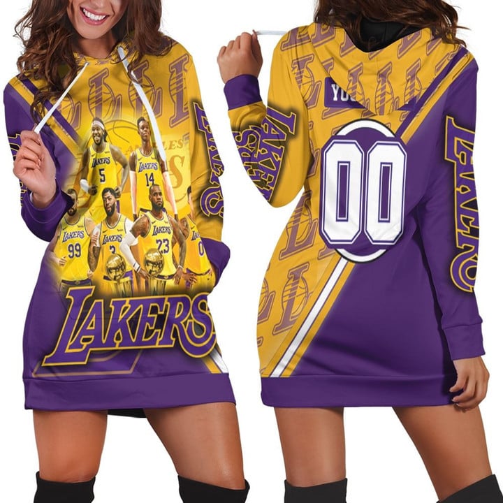 Los Angeles Lakers Nba Western Conference Logo Hoodie Dress Sweater Dress Sweatshirt Dress - 1