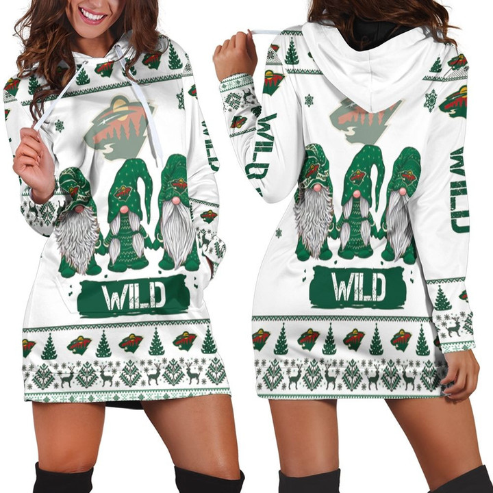 Christmas Gnomes Minnesota Wild Ugly Sweatshirt Christmas 3d Hoodie Dress Sweater Dress Sweatshirt Dress - 1