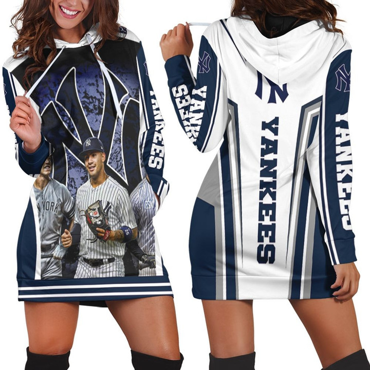 New York Yankees Aaron Judge And Giancarlo Stanton Hoodie Dress Sweater Dress Sweatshirt Dress - 1