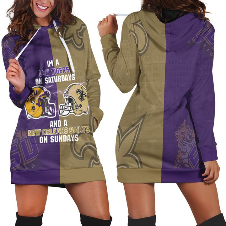 Lsu Tigers On Saturdays And New Orleans Saints On Sundays Fan 3d Jersey Hoodie Dress Sweater Dress Sweatshirt Dress - 1