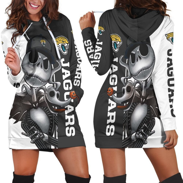 Jacksonville Jaguars Jack Skellington And Zero Hoodie Dress Sweater Dress Sweatshirt Dress - 1