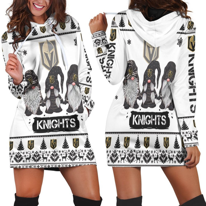 Christmas Gnomes Vegas Golden Knights Ugly Sweatshirt Christmas 3d Hoodie Dress Sweater Dress Sweatshirt Dress - 1