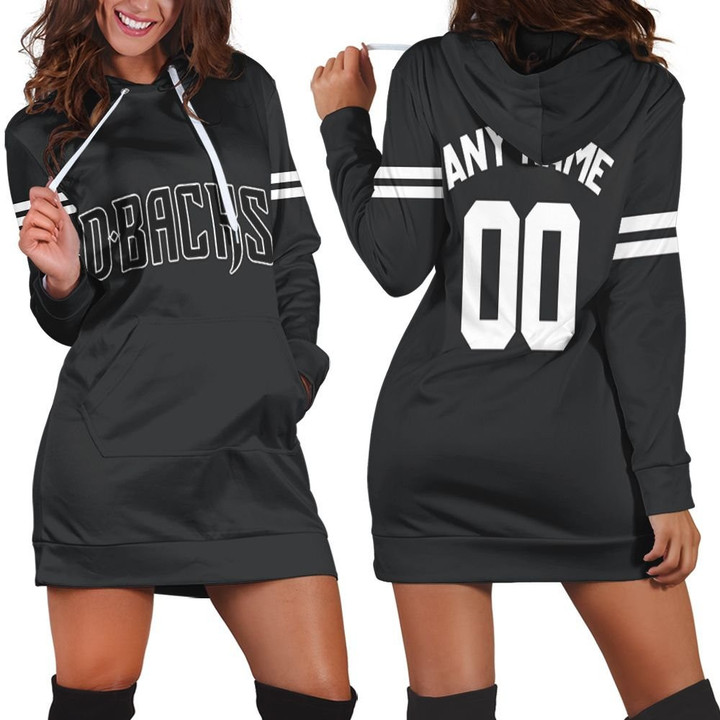 Personalized Any Name Arizona Diamondbacks Black Jersey Inspired Style Hoodie Dress Sweater Dress Sweatshirt Dress - 1